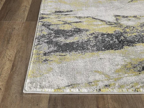 Vista 5 de Abani Laguna Collection - Alfombra turca abstracta contemporánea, alfombra rectangular moderna de 3 x 5 pies, color gris y amarillo