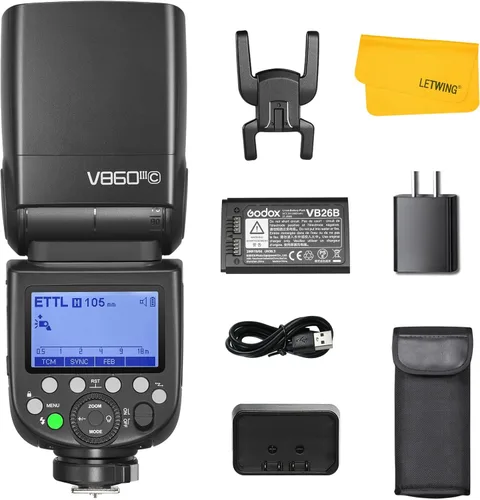 Vista 10 de Godox V860III-S Flash para Sony, 2,4G TTL Flash HSS Externo 1/8000s, 480 Destellos de Potencia Completa, Lámpara de Modelado LED de 10 Niveles