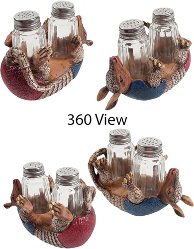 Vista 4 de Urbalabs Armadillo occidental, barril, botas vaqueras, salero y pimentero, mesa de comedor de granja, decoración de rancho de cocina, decoración