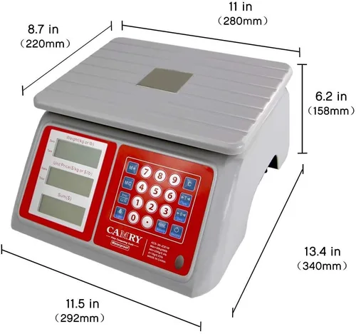 Vista 3 de Báscula de computación electrónica de precio 66 lb/30 kg impermeable, digital comercial para alimentos y carnes, báscula de pesaje recargable