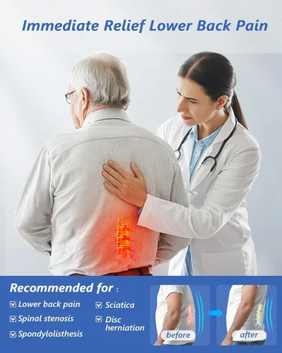 Vista 2 de Soporte de espalda para alivio del dolor de espalda baja con sistema de soporte de polea, cinturón de soporte lumbar ajustable con panel lumbar