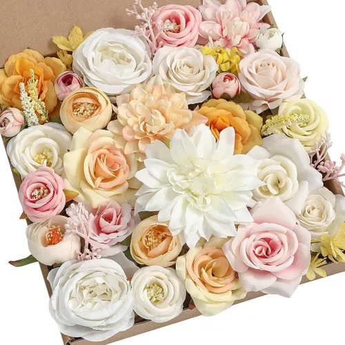 Vista 24 de Serra Flora Caja Combo de Flores Artificiales para Ramos de Boda DIY, Centros de Mesa, Arreglos, Despedida de Soltera, Fiesta, Decoraciones