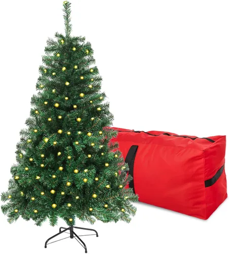 Vista 9 de Black Christmas Tree 4FT Small Halloween Tree Artificial Holiday Xmas Tree with 450 PVC Branch Tips & Foldable Metal Stand for Home, Office, Party