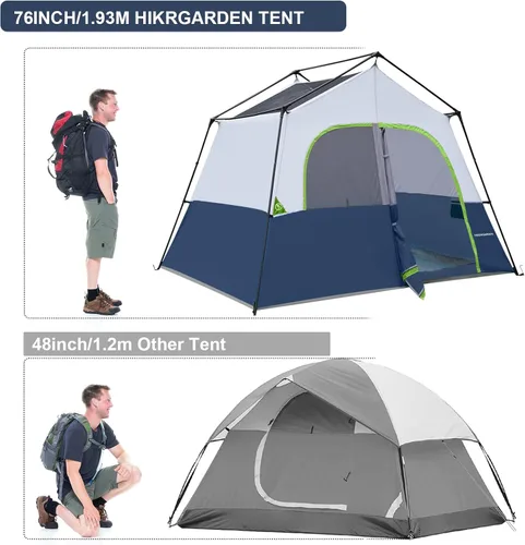 Vista 4 de HIKERGARDEN - Tienda de campaña para 6 a 8 personas, tienda de campaña familiar portátil para campamento, tienda de campaña de tela resistente al