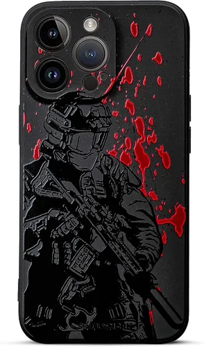 Vista 25 de SIMPLYMDRN Funda delgada para iPhone 12 Pro Max, diseño de guerrero, funda genial para hombres, funda de soldado de combate, delgada y flexible