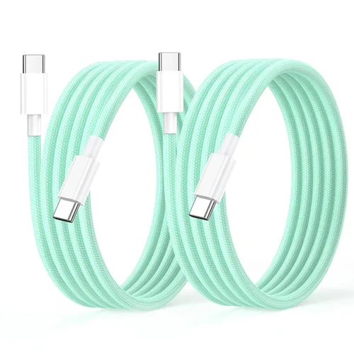 Vista 10 de Paquete de 2 cables de carga USB C a USB C de 6 pies para iPhone 15, cable USB C de 60 W, cable de carga rápida USBC tipo C compatible