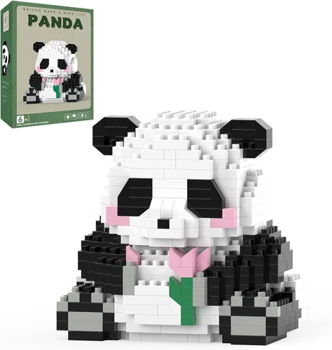 Vista 12 de Mini bloques de construcción de Halloween, panda sentado con calabaza, micro bloques de juguete para niños de 6, 7, 8, 9+, juegos de construcción