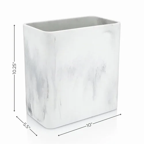 Vista 3 de Essentra Home Papelera rectangular de mármol para oficina en casa, dormitorio, baño, cocina, 2.4 galones, capacidad de 9 litros, cabe en espacios