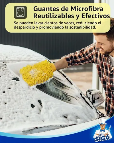 Vista 3 de MR.SIGA Manopla de lavado de coche de microfibra, guante de lavado de Azul y amarillo