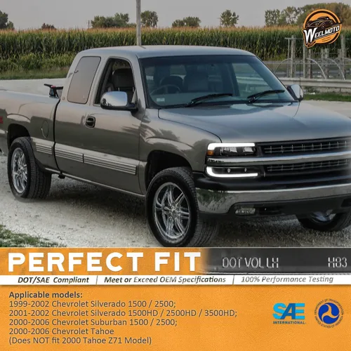 Vista 2 de WEELMOTO Juego de faros delanteros para 99-02 Chevy Silverado 1500 2500; para 01-02 Silverado 1500HD 2500HD 3500HD; para 00-06 Tahoe Suburban 1500