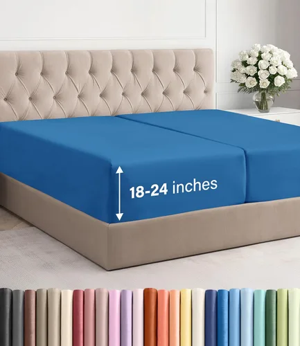 Vista 85 de Sábana bajera ajustable extra profunda Twin XL – Sábana bajera individual de lujo de hotel solamente – Se adapta fácilmente a colchones de 18 a 24