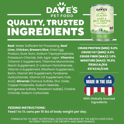Vista 6 de Dave's Pet Food Alimento húmedo para perros (carne de res y arroz), hecho en Estados Unidos, naturalmente saludable, conserva, sin gluten, 13.2