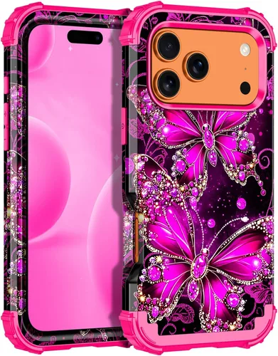 Vista 116 de Miqala Funda para iPhone 12, iPhone 12 Pro, que brilla en la oscuridad, tres capas, resistente a los golpes, protección de plástico duro + funda