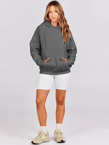Vista 8 de ANRABESS - Sudaderas con capucha para mujer, sobre talla, de vellón de manga larga, modelo de 2024, para otoño
