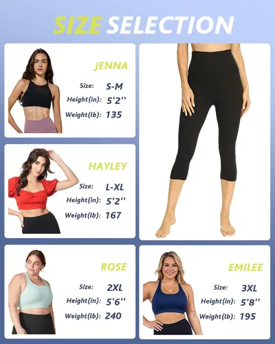Vista 5 de Paquete de 4 leggings capri para mujer, pantalones capri de cintura alta, control de abdomen, pantalones de yoga con bolsillos, mallas de ciclismo