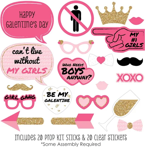 Vista 2 de Big Dot of Happiness Be My Galentine - Kit de accesorios para cabina de fotos para fiesta de Galentine y San Valentín, 20