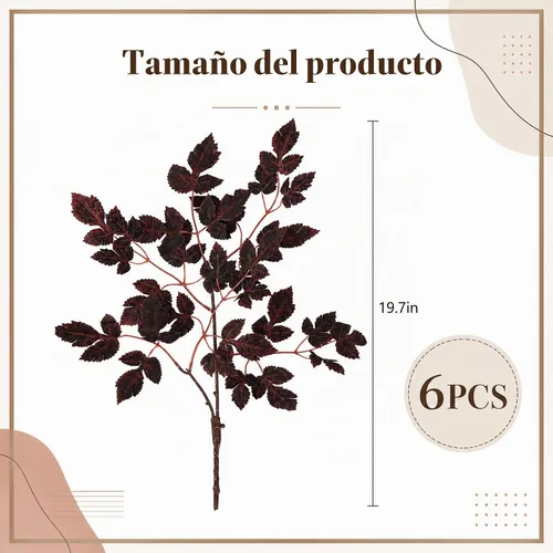 Vista 2 de 6 piezas de 20 pulgadas de ciruela artificial Cimicifuga Leaf Sprays, decoración de imitación de Cimicifuga