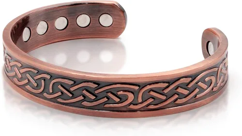 Vista 9 de Brazalete magnético celta de cobre pesado grande para hombre, con 10 imanes, Metal