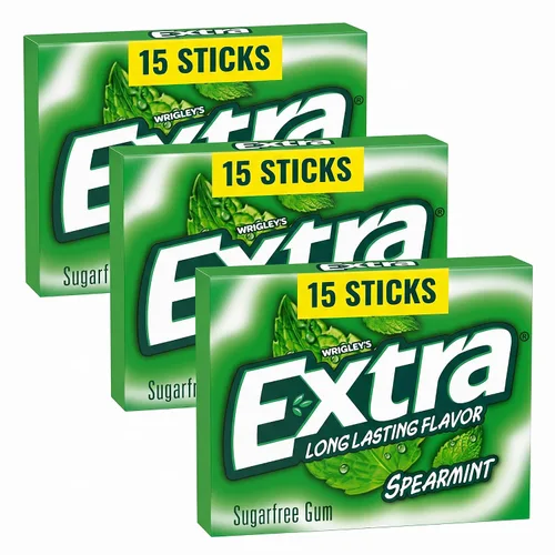Vista 10 de EXTRA Gum Spearmint - Goma de mascar sin azúcar, paquete individual, 15 barras