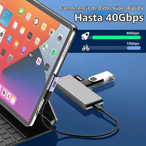 Vista 5 de Adaptador de ángulo recto USB C, 4 unidades, video 8K 60Hz 40Gbps Adaptador USB C de 90 grados compatible con Thunderbolt 3/4, MacBook Pro/Air, USBC