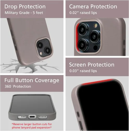 Vista 5 de alto Funda para teléfono compatible con iPhone 15 2023 y MagSafe, funda magnética de cuero italiano, funda protectora contra caídas de la serie Clop