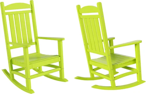 Vista 43 de HDPE Laguna Silla mecedora Adirondack de polietileno para exteriores (juego de 2), color negro