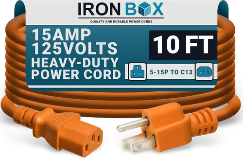 Vista 27 de IronBox Electric - Cable de Alimentación de Servicio Pesado 5-15P a C13 - Cable PC SJT 14/3 de 3 Clavijas 15A 125V - Cable para Computadora