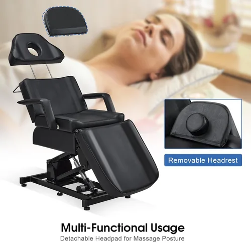 Vista 5 de BarberPub Cama facial totalmente eléctrica con 3 motores para esteticista, silla de tatuaje eléctrica para cliente, cama facial para esteticista