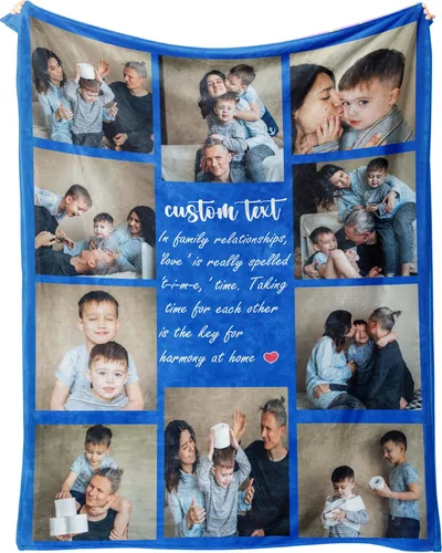 Vista 15 de D-Story Manta personalizada con foto, entrega al día siguiente, hecha en EUA, Manta de collage personalizada, haz una manta personalizada