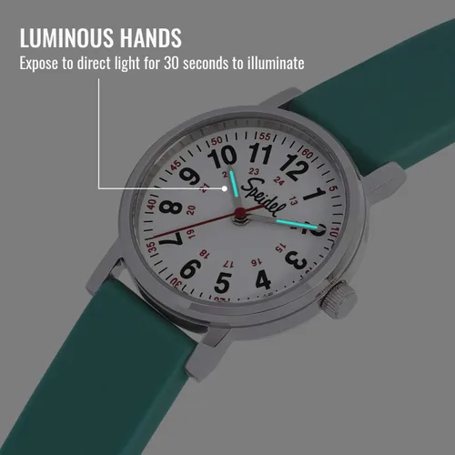 Vista 5 de Speidel Scrub Petite Watch Made for Doctors, Nurses, EMT, Surgeons and Students wRed Second Hand in Scrub Matching
