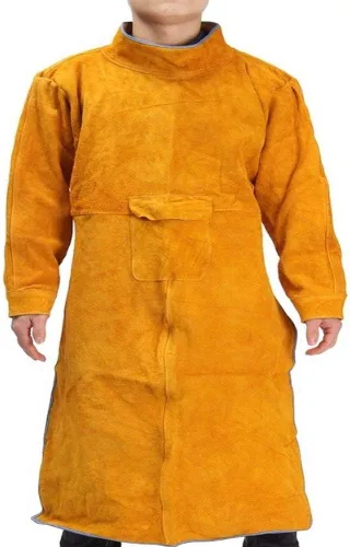 Vista 5 de Leather Welding Apron with Sleeves,Heavy Duty Welding Jacket,Heat Flame Resistant Welder Apron for Men