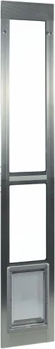 Vista 7 de Puerta modular de aluminio de patio para mascotas Ideal Pet Products, altura regulable 77 5/8 in – 80 3/4 in Molino (Plata)