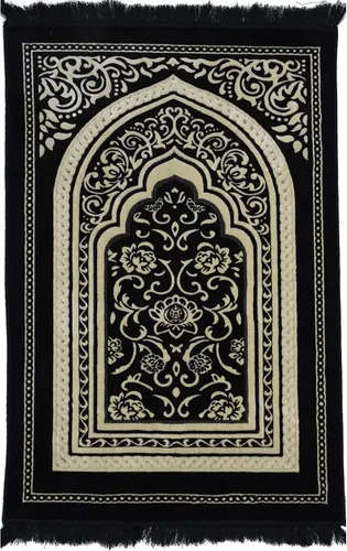 Vista 7 de Modefa Alfombra de oración de terciopelo islámico turco, gruesa, ancha, suave, para hombres y mujeres, tapete de oración grande, regalo de Eid