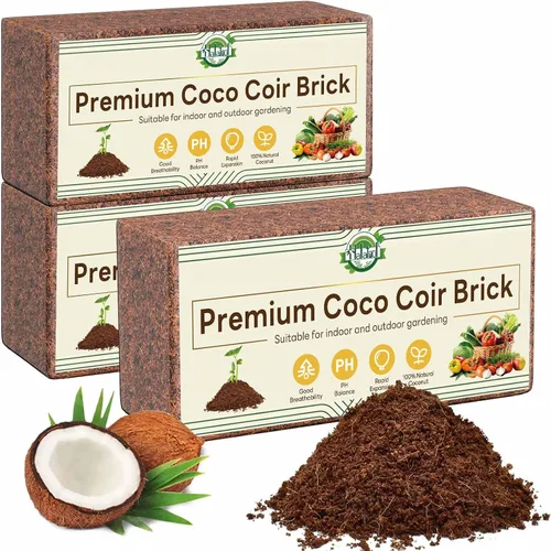 Vista 11 de Halatool - 1 paquete de ladrillo de coco de coco orgánico, tierra de coco para plantas