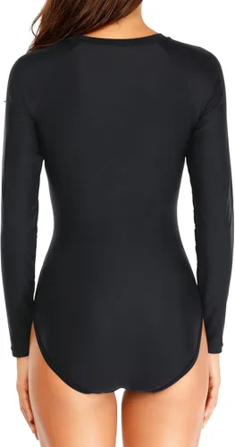 Vista 3 de Daci - Traje de baño de una pieza,camiseta de protección para mujer de manga larga, con cremallera y factor de protección solar 50 ideal