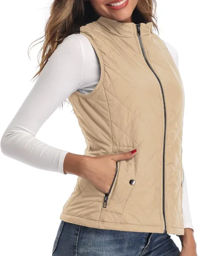 Vista 3 de Xeoxarel Chaleco acolchado para mujer con 4 bolsillos, chaleco acolchado (disponible en bolsillos interiores)
