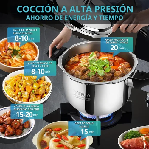 Vista 7 de Olla a presión de acero inoxidable de 3 cuartos pequeña, 8 en 1, compatible con inducción, más de 8 características de seguridad, estufa
