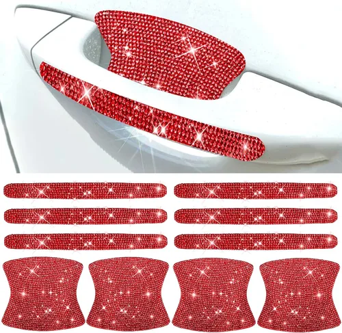 Vista 8 de BetterJonny 10 unidades de protector contra arañazos de cristal, protector contra arañazos de diamantes para coche para mujeres y niñas (plata)