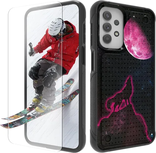 Vista 10 de Funda para Samsung Galaxy A13/A04/A04S/A23/A32 5G con protector de pantalla, parte trasera texturizada de policarbonato duro, diseño de flores