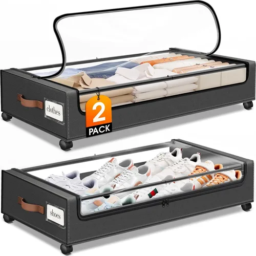 Vista 14 de SpaceHacks Almacenamiento Debajo de la Cama con Ruedas 1 Paquete Almacenamiento Debajo de la Cama con Ventana Transparente y Etiqueta Cajones Debajo