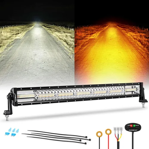 Vista 10 de Auxbeam Cubo luz LED ámbar de 3 pulgadas, 72 W todoterreno, 6 modos dos colores, estroboscópica antiniebla de conducción penetración e inundación