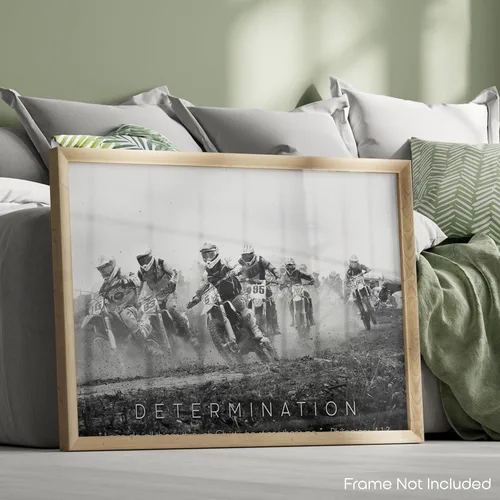 Vista 6 de Inspirational Wall Art Co. - Determinación - Motocross ATV Dirt Bike Guys Rampa Freestyle Racing Regalo Niños Motivación Citas Carteles Impresos