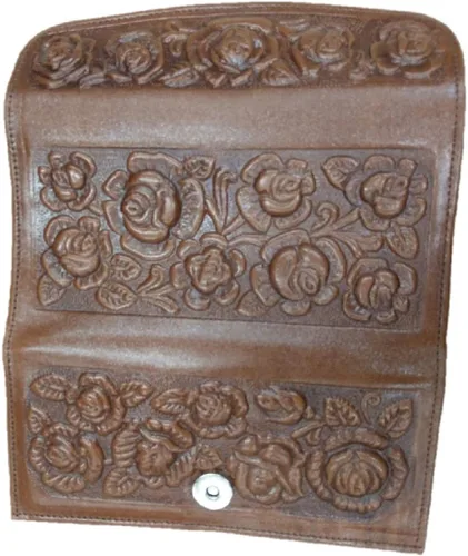 Vista 3 de Sharpshooter - Cartera de piel con diseño de rosas florecientes occidentales