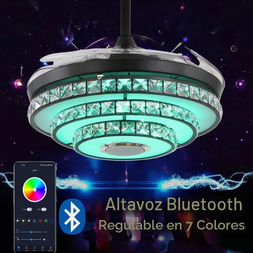 Vista 6 de Ventilador de techo de araña de 42 pulgadas con luz, ventiladores 7 colores regulables/Bluetooth/rotación bidireccional - Negro 2