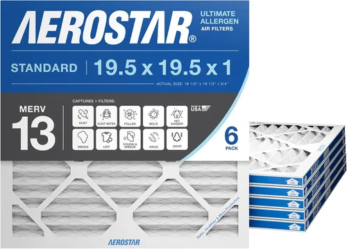 Vista 8 de Aerostar 19.5 x 19.5 x 1 MERV 8 – 4 unidades – Filtros plisados de alta eficiencia para HVAC, horno y aire acondicionado – Elimina el polvo, pelusa