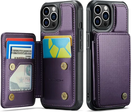 Vista 103 de Vinich for iPhone XR Wallet Case with Card Holder, Black RFID Blocking Credit Slots, Kickstand, Shockproof Flip Phone Cover, PU Leather, Double