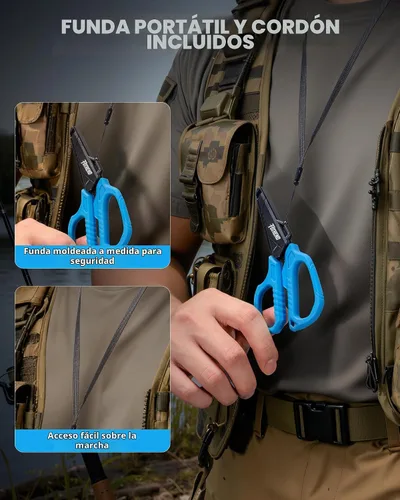Vista 5 de Kit de herramientas de pesca, equipo de pesca, alicates de pesca con funda, cuchillo de filete, tijeras de pesca, pinza de labios de pescado