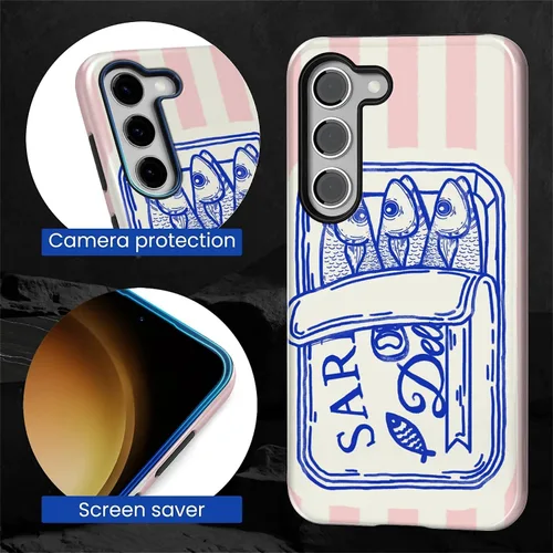 Vista 4 de Funda compatible con Samsung Galaxy S23, funda híbrida de protección rígida de 2 capas, a prueba de golpes, funda protectora resistente para Lata