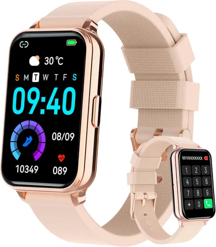 Vista 9 de Reloj inteligente rastreador de actividad física, hacer/responder llamadas para mujeres y hombres con frecuencia cardíaca, oxígeno en sangre, Negro