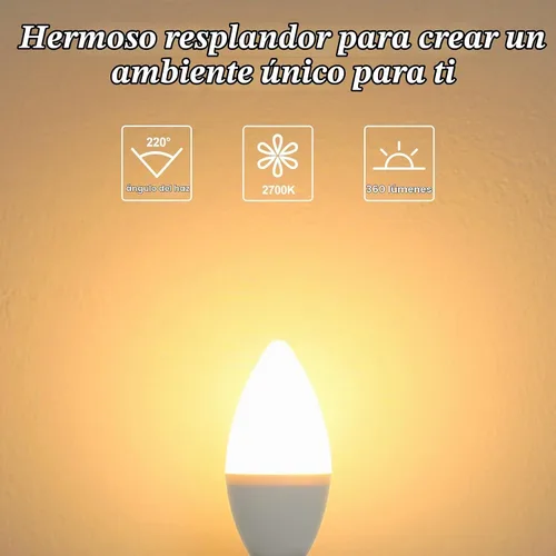 Vista 3 de Bombillas Brightever de candelabro E12 LED, equivalentes a 40 vatios, 4 W, blanco cálido 2700 K, bombillas para ventiladores de techo, luces de vela